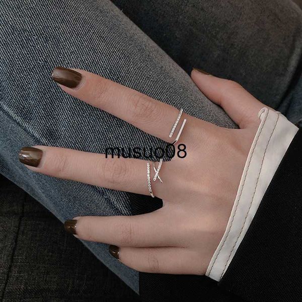 

band rings 925 sterling silver open adjustable ring shiny zircon multifunctional decoration simple index finger ring female wedding jewelry