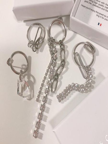

justine clenquet asymmetric metal chain crystal earrings fashion personality hip hop punk ladies earrings birthday gift6778909, Silver