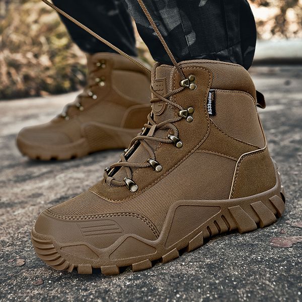

man ankle boots tactical boots winter men shoes army combat boots fashion outdoor work shoes high motorcycle shoes, Black