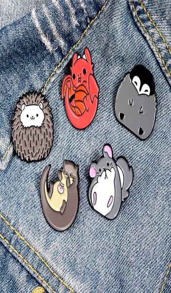 

cute animal enamel pin lapel brooch red fox grey hamster pins for clothes backpack badges cartoon jewelry gift for friends6075625, Gray