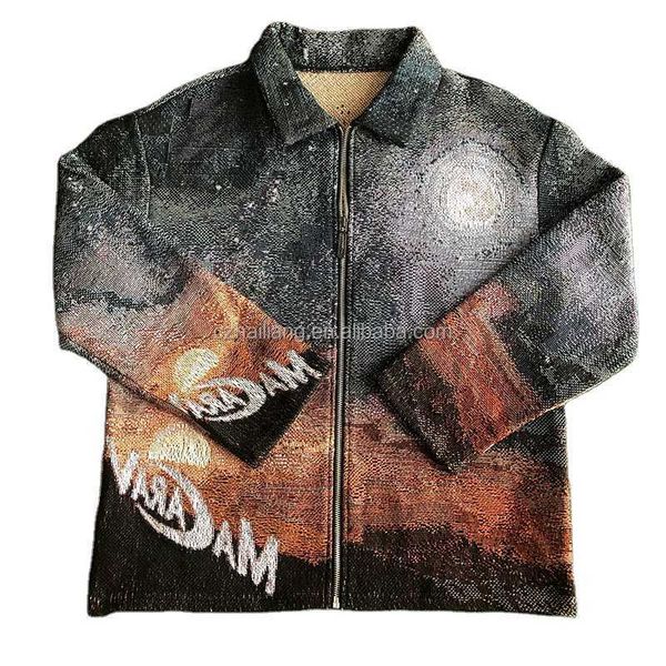 

tapestry zip custom up jackets plus size men's designer coats outdoor mens streetwear clothing bombers jacket for men stylish icl, Black;brown