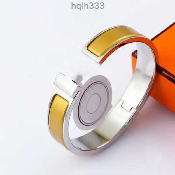

enamel colors 12mm bracelets bangle for women stainless steel 18k gold plated cuff letter clasp bangles lovers gift jewelrysoll47ka, Black