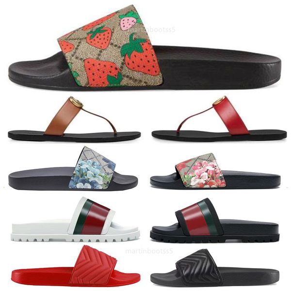 

designer slides women flip flops leather women and men sandal with double metal black white brown slippers 2023 summer floral flowers canvas