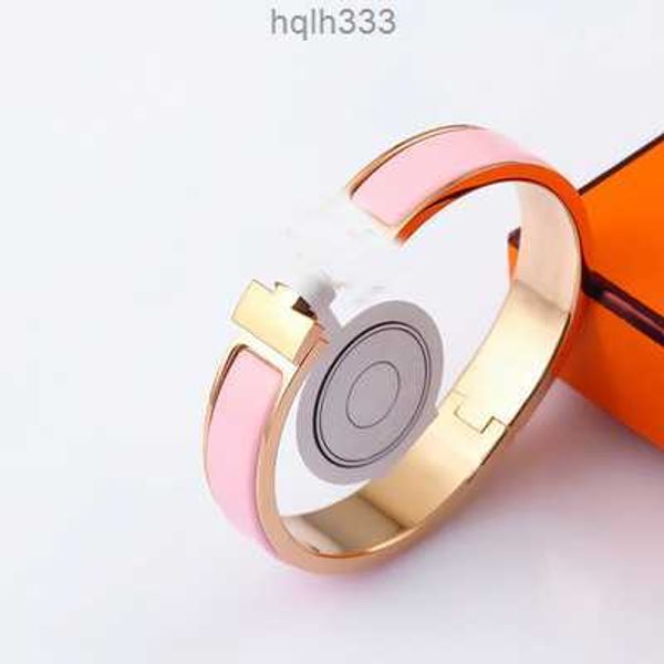 

enamel colors 12mm bracelets bangle for women stainless steel 18k gold plated cuff letter clasp bangles lovers gift jewelrysoll6dbc, Black