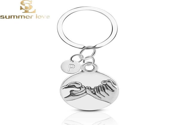 

new fashion 26 letters hand in hand pendant keychain guard family friendship keyring parentchild bff love jewelry gifts6757850, Slivery;golden