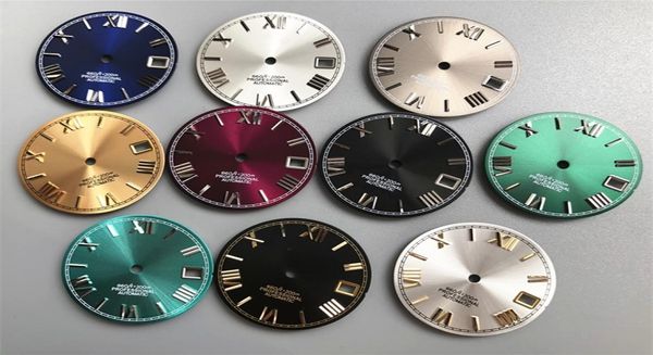 

s watch dial sun grain silver nail 28 5mm roman word assembly japanese nh35 automatic movement black 2206246071165, Black;brown