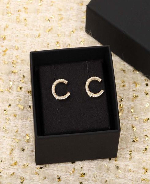 

18k gold plated charm stud earring with sparkly diamond for women wedding jewelry gift have box stamp ps7311a5189754, Golden