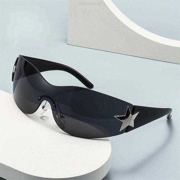 

men's designer autumn new one-piece sunglasses heat wrapped glasses personality pentagram women, White;black