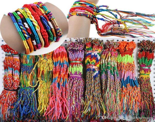 

charm bracelet 100pcs whole colorful bracelets beautifully jewelry lot braid strands friendship cords handmade bracelets8733315, Golden;silver
