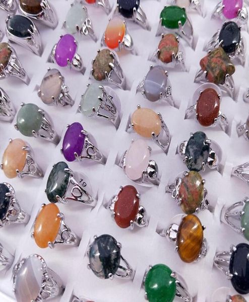 

natural stone rings for women men mix bohemian style designs couples designer jewelry engagement accessories gift whole4586560, Golden;silver