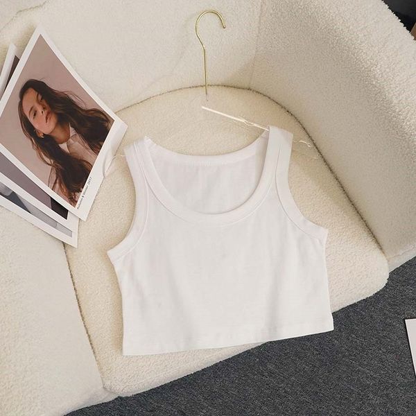 

2023 womens t shirt vest sweaters sleeveless knits summer fashion casual 100% cotton tank short style slim casual women clothing size s-l, White
