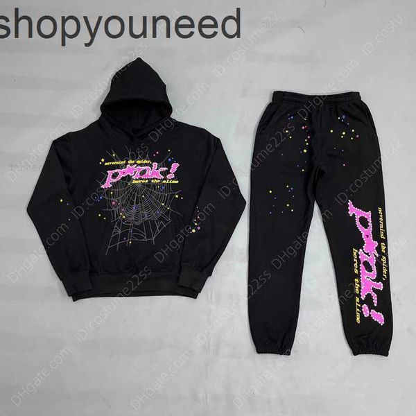 

designer men's hoodies sweatshirts young thug hoodie sweatshirt tracksuit spider web pullovers spder sweatpants set91hn, Black