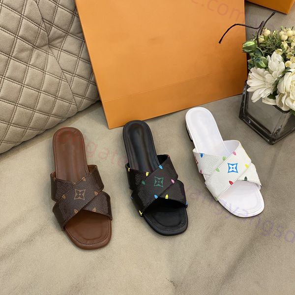 

designer revival flat mules shoes women slides slippers black white brown sandals summer beach outdoor indoor leisure flip flops slide origi