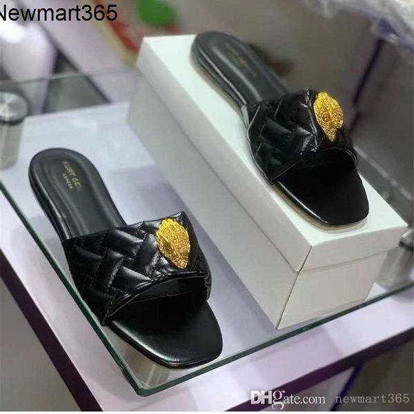 

designer womens slippers hardware buckle sandals 2023 summer women's shoes, Black