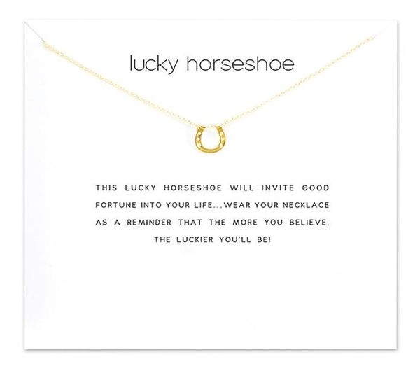 

choker necklaces with card gold silver horseshoe pendant necklace for fashion women jewelry lucky horseshoe2667292