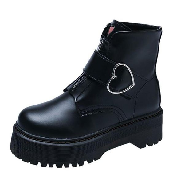 

boots 2022 fashion women platform buckle strip high heel women039s ankle heart button autumn female8856047, Black