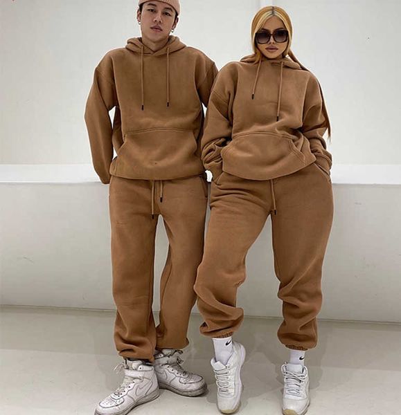 

quality 2023 high custom long hoodies for women 2 piece pants set comfy fleece winter oversized, Black