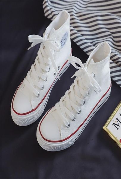 

ulzzang classic highcanvas shoes women casual white black lace up zapatos harajuku retro skateboard sneakers fashion 2206147457714