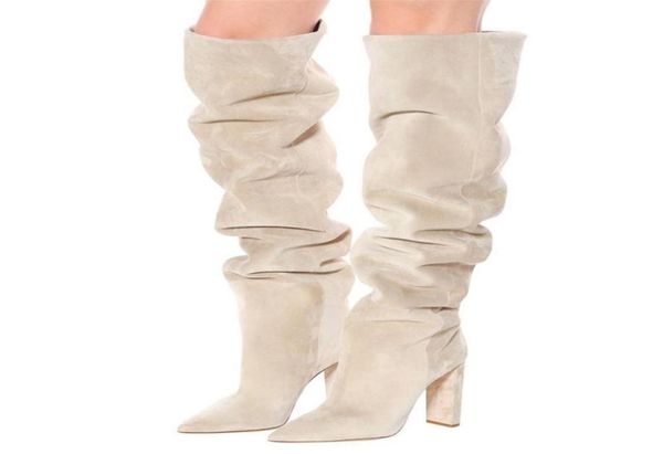 

new ladies high leather boots women039s knee boots pure color casual fashion bootsautumn and winter cotton boots9986464, Black