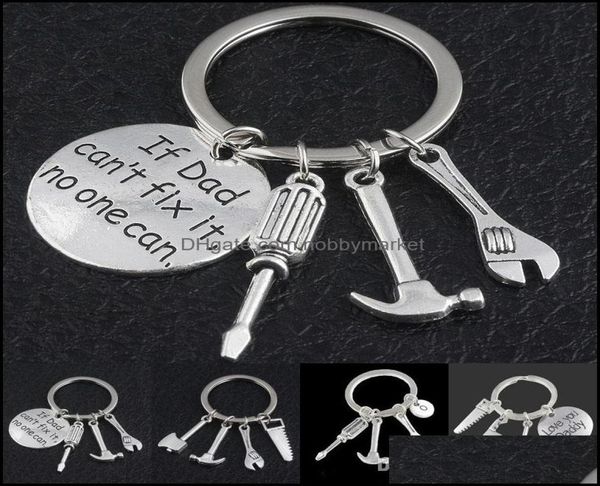 

key rings jewelry keyring if dad cant fix it no one can hand tools keychain hammer screwdriver wrench charms ring hold fashion dro6660425, Slivery;golden