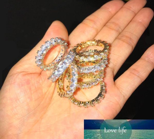 

4mm size 612 1 row tennis chain circle big baguette cubic zirconia ring for men women6520998, Silver