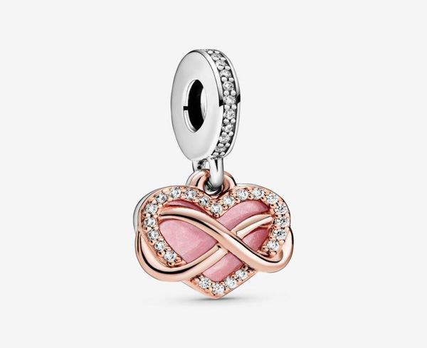 

new arrival 925 sterling silver sparkling infinity heart dangle charm fit original european charm bracelet fashion jewelry accesso1733404, Bronze;silver