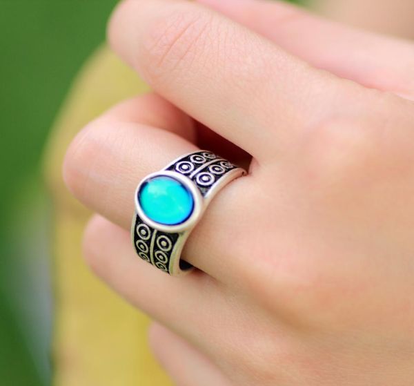 

vintage color change mood emotion feeling changeable ring temperature control rings for women mjrs0074684712, Golden;silver