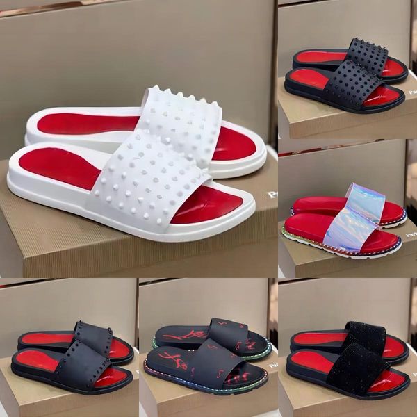 

2023 designer spikes sandals for mens women rubber thick bottoms slippers sandal loafers flip flops slides outdoor indoor slipper, Black