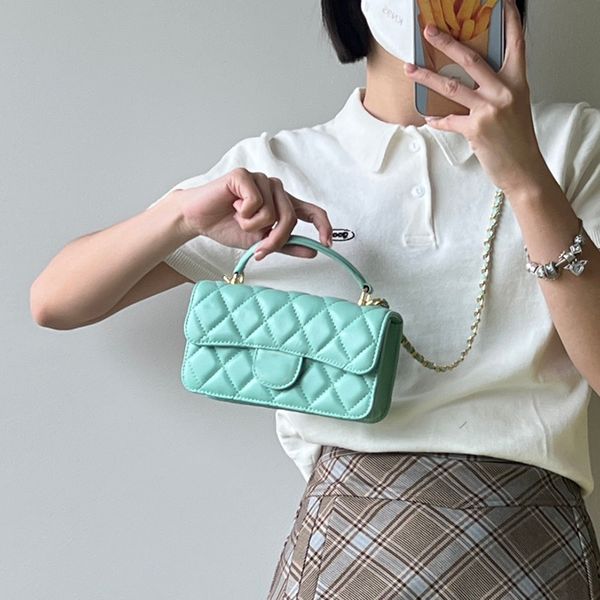 

womens designer classic mini flap phone holder bags diamond lattice lambskin handle tote gold metal hardware matelasse chain crossbody shoul