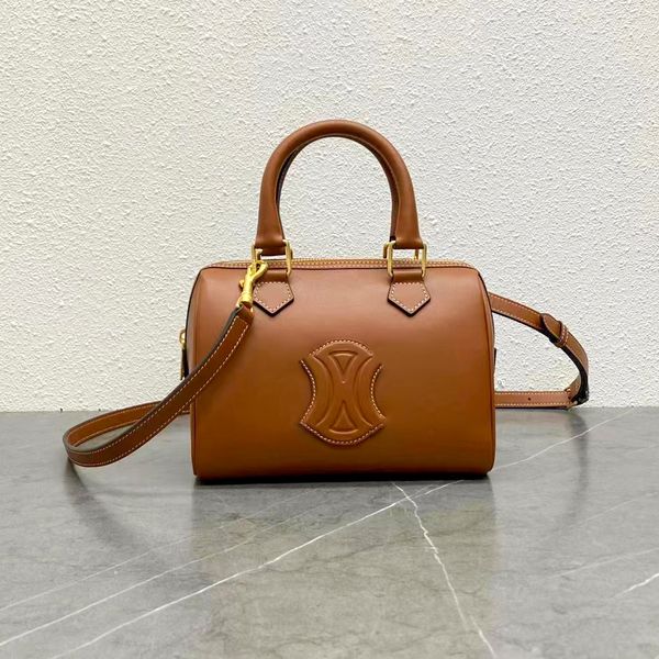 

six colors triomphe mini boston shoulder bag tote handbags women fashion cross body cow leather handle clutch canvas bag man handbag travel