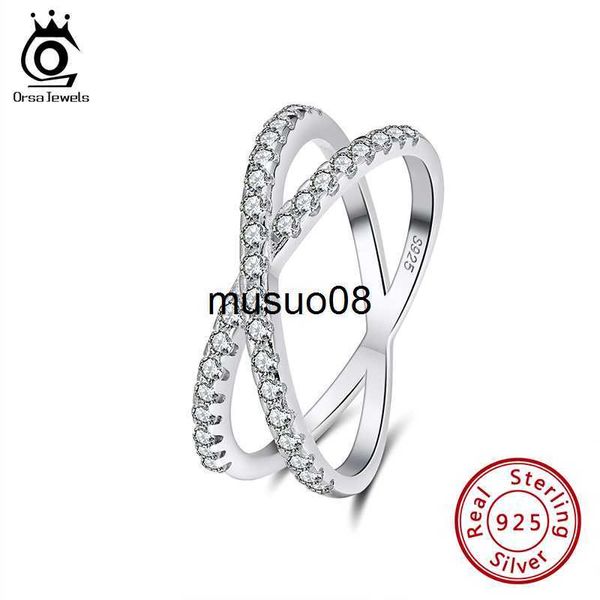 

band rings orsa jewels 925 sterling silver eternity rings double cross design cb fashionable engagement accessories for women sr240 j230602