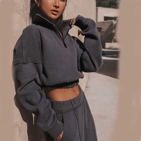 

wholesale long custom sleeve lady women pullover hoodies crop hoodies for women, Black