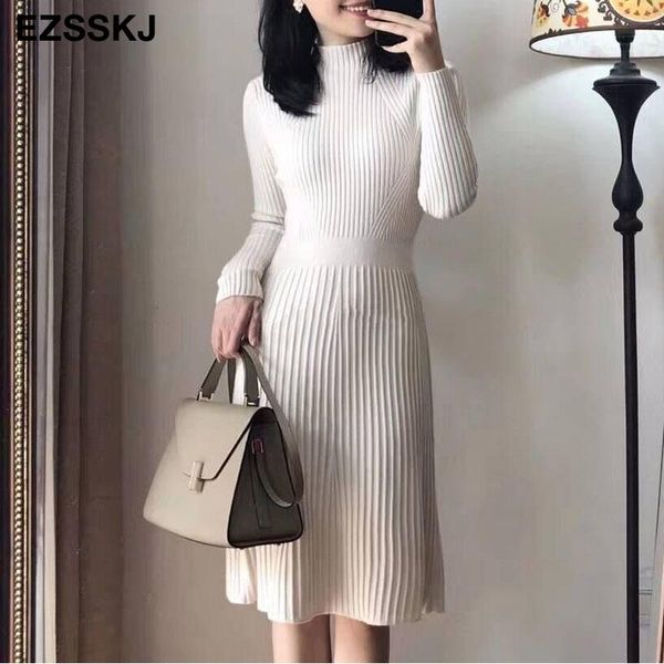

dresses elegant ol turtleneck slim long sweater dress women thick knit autumn winter dress female slim aline basic dress casual, Black;gray