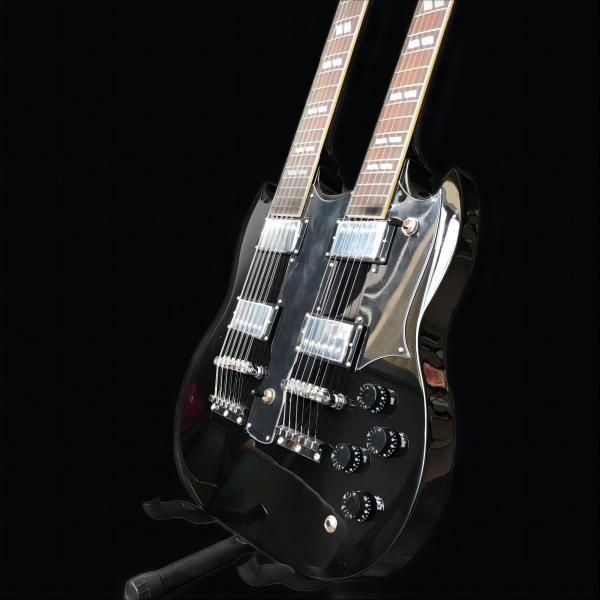 

in stock new arrival custom double neck guitar g 1275 model electric guitar in black 20200705 golden accessories guitars guitarra