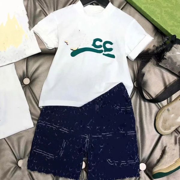 

baby clothes t shirt kids designer set kid sets toddler clothe 2-12 ages girl boy t shirt 2023 luxury summer shorts sleeve with letters tags, White
