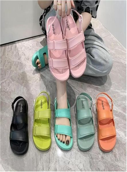 

50off sandals pvc platform for women nice summer shoes woman flats beach female footwear sandles heels 070421010227, Black