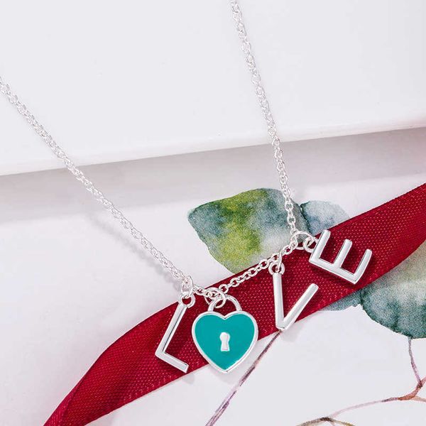 

high-quality tiffayffay s925love heart-shaped enamel pendant love lock small luxury necklace women's clavicle chain, Golden;silver