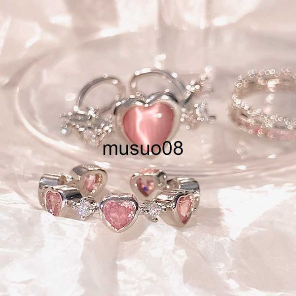 

band rings 2023 fashion heart vintage love rings for women ins punk gothic open geometric finger rings wedding party trendy girls jewelry j2, Silver