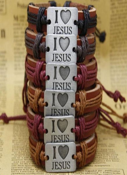 

cross bracelets whole new jewelry i love jesus fashion leather charm bracelet lover gift christian menswomen bracelets 20217270965, Golden;silver