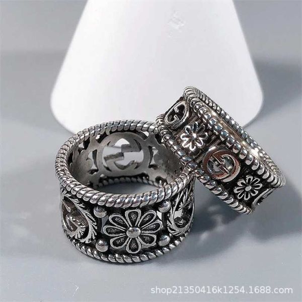 

new 2023 designer jewelry bracelet necklace chrysanthemum men women pair of fearless skull 925 lovers ring valentine's day gift, Silver