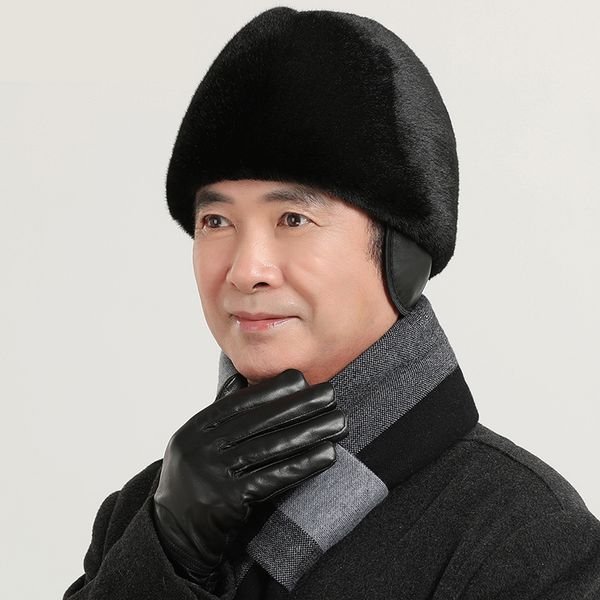 

men's real mink fur hat whole full fur hat warm headgear homburg cap hat outdoor hat, Blue;gray