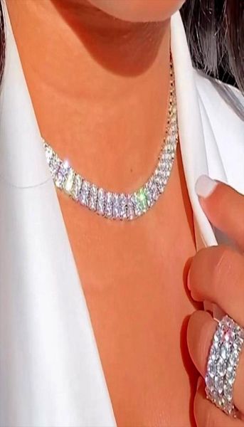 

chains double large rhinestone necklace collar whole chain wedding for women charms choker halloween vintage necklaces jewelry8931638, Silver
