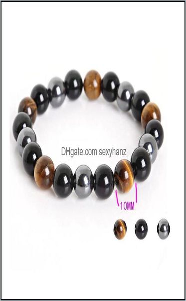 

charm bracelets jewelry beads tiger eye hematite black obsidian stone bracelet for women gift men pdowy7241727, Golden;silver