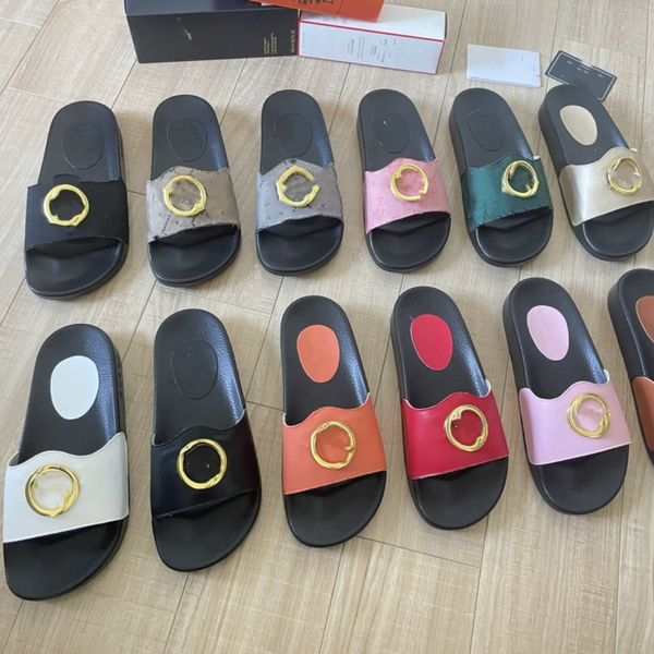 

platform size 35-45 men women g blondie slides slippers sandals real leather flat heels mules interlocking lover couple slipper designers ca, Black