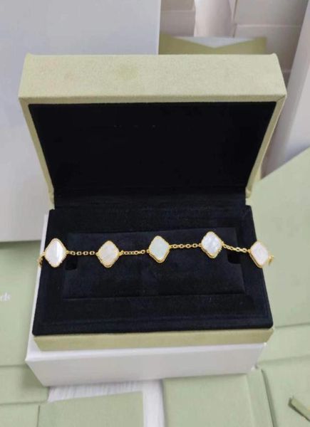 

classic style fashion four leaf clover charm bracelets 18k yellow gold white mother of pearl designer bracelet ladies wedding brid4398965, Golden;silver