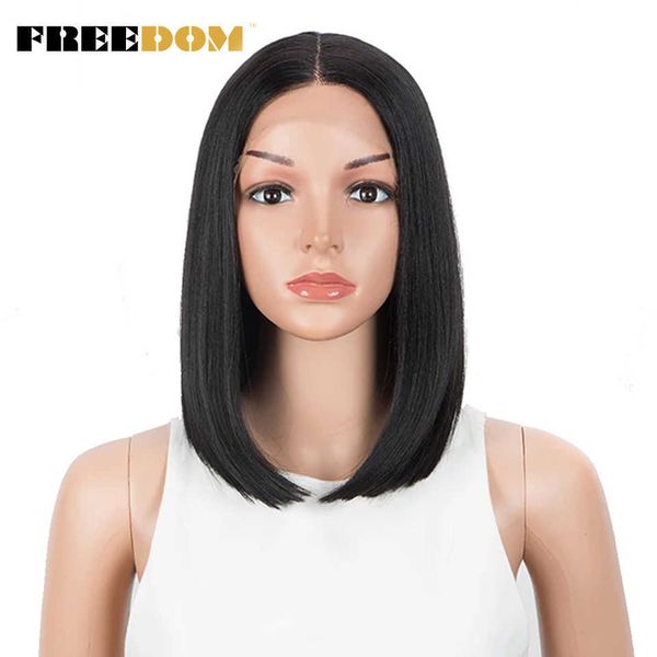 

straight synthetic lace wigs short bob blue colorful wigs for black women cosplay wigs middle part lace wig 230524, Black;brown