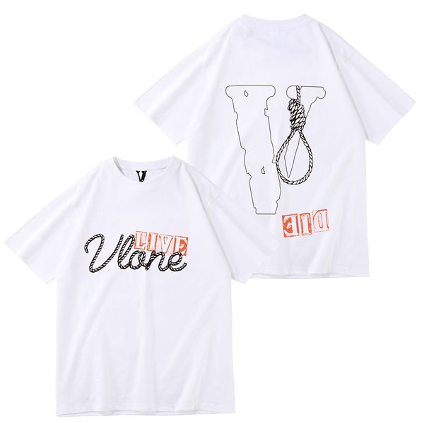 

vlone tshirt big v 2023 new men's / women's couples casual fashion trend high street loose hip-hop100% cotton printed round neck t, White;black