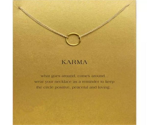 

lucky choker necklaces with card gold silver circle pendant necklace for fashion women jewelry karma3831072