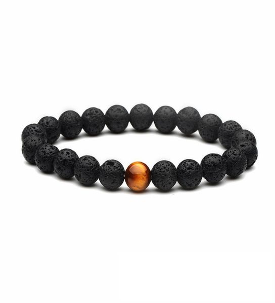 

natural black lava stone tiger039s eye bracelet volcano stone aromatherapy essential oil diffuser bracelet for women men jewelr2533835, Golden;silver
