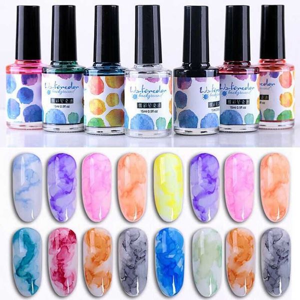 

12 colors nail polish marble pattern pink smudge liquid gradient long lasting blooming gelvc7r